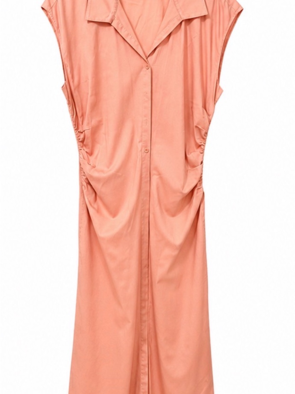 Sleeveless Button-Front Coral Shirt Dress